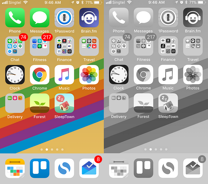 iPhone 灰階模式預覽